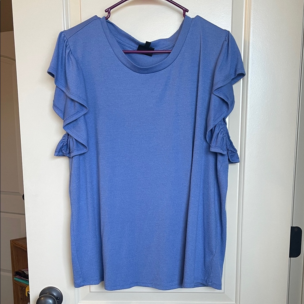Bobeau Lavender Ruffle Sleeve Top